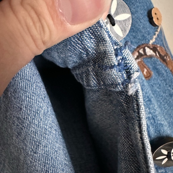 Vintage Jean Denim Jacket Cat Mom Embroidery Appliqué Quirky Cottagecore Artsy S - Picture 15 of 15